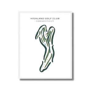 Highland Golf Club, Connecticut | Golfbaankaart, golfcadeaus voor papa, huisdecoratie, golferdecor, golfmuurkunst | Kunstafdruk in aquarelstijl, niet ingelijst