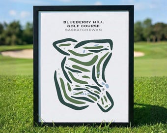 Campo de golf Blueberry Hill, Saskatchewan / Mapa del campo de golf, Mapa de golf, Regalo para golfistas, Diseño de tarjeta de puntuación, Regalo para golfistas, Decoración con lámina artística