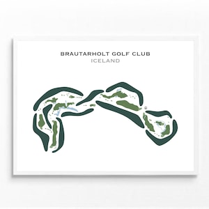Brautarholt Golf Club, Island | Golf Platz Karte, Dekor, Golfspieler Geschenk, Scorekarte Layout, Golfspieler Freund Geschenk, Kunstdruck UNGERAHMT