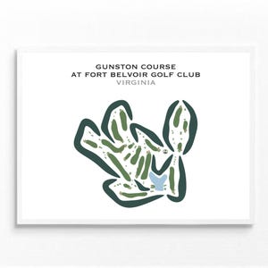 Parcours Gunston au Fort Belvoir Golf Club, Virginie | Carte du parcours de golf, carte du golf, cadeau de golfeur pour lui, mise en page de la carte de score, impression d'art sans cadre