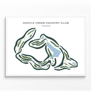Impressões de tacos de golfe - Mapa do campo de golfe Gentle Creek Texas | Presente memorável para amantes do golfe | Impressão em tela de campo de golfe sem moldura | Artesanato de campo de golfe