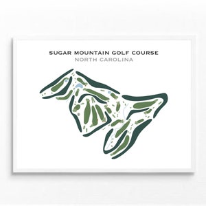Sugar Mountain-golfbaan, NC | Golfbaankaart, decor, golfer cadeau voor hem, scorecardlay-out, cadeau golfer vriendje, kunstdruk INGELIJST