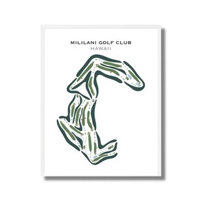 Mililani Golf Club, Oahu, Havaí, Impressão de mapa de golfe, Mapa exclusivo de campo de golfe, Presente de Dia dos Namorados para ele, Ideias de decoração de golfe, Arte de golfe SEM MOLDURA