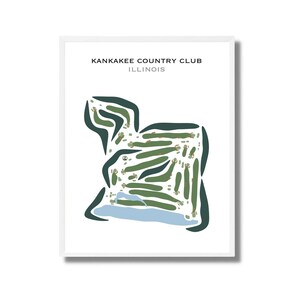 Kankakee Country Club, IL | Golf Course Map, Golf Map, Golfer Gift For Him, Scorecard Layout, Golfer Boyfriend Gift, Art Print UNFRAMED