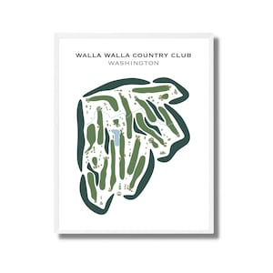 Walla Walla Country Club, Etat de Washington | Carte du parcours de golf, carte du golf, cadeau golfeur pour lui, mise en page de la carte de score, cadeau petit ami golfeur, impression d'art sans cadre