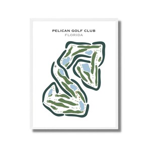 Golfclubafdrukken: kaart Pelican Florida-golfbaan | Golfbaankaart afdrukken voor muren thuis | Niet ingelijste golfbaanposter | Prachtig kunstwerk