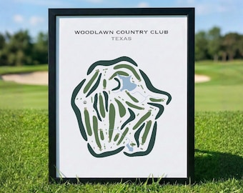 Woodlawn Country Club, Texas / Mapa del campo de golf, Mapa de golf, Regalo para golfista, Diseño de tarjeta de puntuación, Regalo para novio golfista, Lámina decorativa