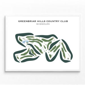 Country Club de Greenbriar Hills, Missouri | Carte du parcours de golf, carte du golf, cadeau golfeur pour lui, mise en page de la carte de score, cadeau petit ami golfeur, impression d'art sans cadre