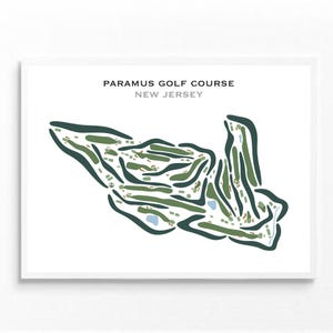 May include: A green and white illustration of the layout of the Paramus Golf Course in New Jersey.
