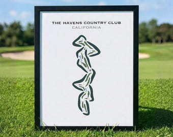 The Havens Country Club, CA | Golf Course Map, Golf Map, Golfer Gift For Him, Scorecard Layout, Golfer Boyfriend Gift, Art Print Decor