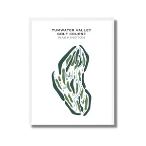 Tumwater Valley-golfbaan, WA | Kaart golfbaan, decor, golfer cadeau voor hem, scorecardlay-out, cadeau golfer vriendje, kunstdruk INGELIJST