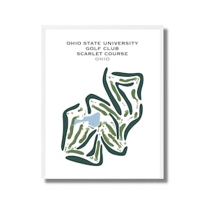 Campo de golf Scarlet de la Universidad Estatal de Ohio, Ohio / Mapa del campo de golf, mapa de golf, diseño de tarjeta de puntuación, regalo para novio golfista, impresión artística SIN MARCO