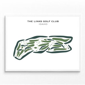 The Links Golf Club, Idaho | Carte du parcours de golf, impression du parcours de golf, cadeau de Saint-Valentin pour lui | Impression d'art UNFRAMME