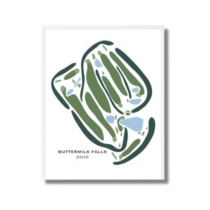 Buttermilk Falls, Ohio, mapa del campo de golf, decoración de pared de golf, regalo de golf para el día del padre, regalos de golf para hombres, campo de golf PERSONALIZADO, mapa de golf SIN MARCO