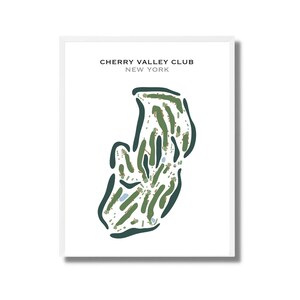 Cherry Valley Club, NY | Golfbaankaart, golfkaart, golfer cadeau voor hem, scorecardlay-out, cadeau golfer vriendje, kunstdruk INGELIJST