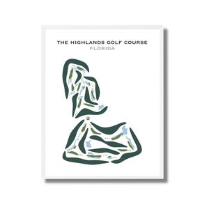 Parcours de golf des Highlands, Floride | Carte du parcours de golf, décoration, carte du golf, cadeau golfeur pour lui, carte de pointage, cadeau petit ami golfeur, impression d'art sans cadre