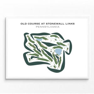 Old Course à Stonewall Links, Pennsylvanie | Carte du parcours de golf, carte du golf, cadeau golfeur pour lui, carte de pointage, cadeau petit ami golfeur, impression d'art sans cadre
