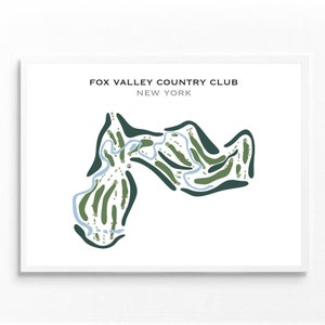 Fox Valley Country Club, NY | Golfbaankaart, golfkaart, golfer cadeau voor hem, scorecardlay-out, cadeau golfer vriendje, kunstdruk INGELIJST