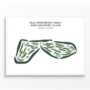 Old Westbury Golf & Country Club, NY | Carte du parcours de golf, carte du golf, cadeau golfeur pour lui, carte de pointage, cadeau petit ami golfeur, impression d'art sans cadre