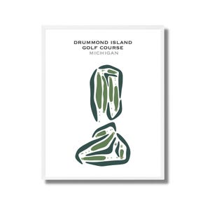 Parcours de golf Drummond Island, Michigan | Carte du parcours de golf, carte du golf, cadeau golfeur pour lui, mise en page de la carte de score, cadeau petit ami golfeur, impression d'art sans cadre