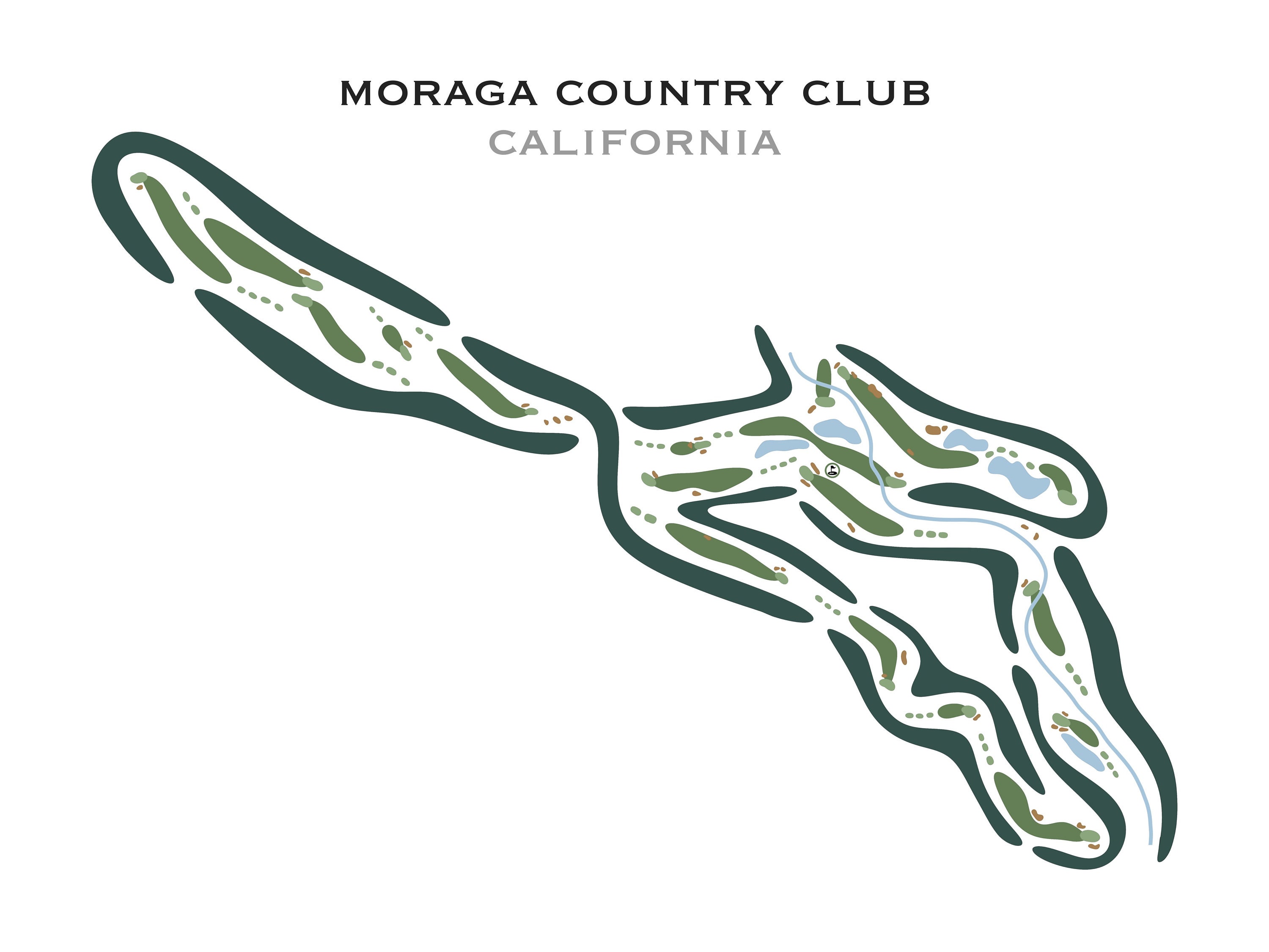 Moraga Country Club California Golf Course Map Home Decor Etsy