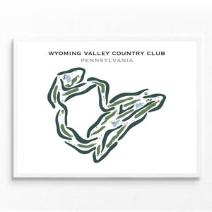 Wyoming Valley Country Club, Pennsylvania | Golfbaankaart, golfkaart, golfer cadeau voor hem, scorekaartlay-out, cadeau golfer vriendje, kunstdruk INGELIJST