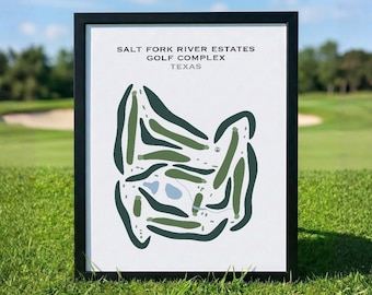 Complejo de golf Salt Fork River Estates, TX / Mapa del campo de golf, Mapa de golf, Regalo para golfista, Diseño de tarjeta de puntuación, Regalo para golfista, Decoración con lámina artística