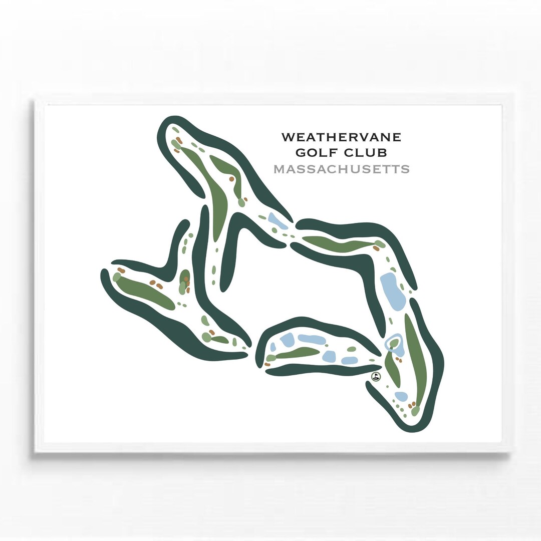 Weathervane Golf Club MA Golf Course Map Home Decor Etsy
