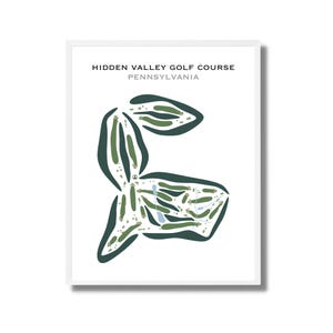 Hidden Valley-golfbaan, Pennsylvania | Golfbaankaart, golfkaart, golfer cadeau voor hem, scorecardlay-out, cadeau golfer vriendje, kunstdruk INGELIJST