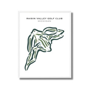 Raisin Valley Golf Club, Michigan | Golfbaankaart, golfkaart, golfer cadeau voor hem, scorekaartlay-out, cadeau golfer vriendje, kunstdruk INGELIJST