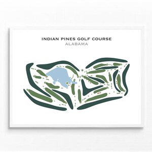 Indian Pines Golf Club, Alabama, Golf Platz Karte, Golf Thema Kunstwerk, Geschenke für Ehemann, Golf Kunst für Büro, Golfer Freund