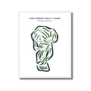 Ives Grove Golf Links, WI | Carte du parcours de golf, carte du golf, cadeau golfeur pour lui, mise en page de la carte de score, cadeau petit ami golfeur, impression d'art sans cadre