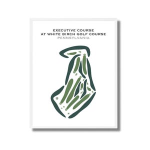 Executive Course bij White Birch Golf Course, Pennsylvania | Golfbaankaart, golfkaart, golfer cadeau voor hem, scorecard, golfer cadeau, kunstdruk INGELIJST