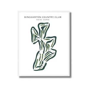Binghamton Country Club, NY, Impresión de campo de golf, Regalo de decoración de golfista, Mapa de campo de golf personalizado, Regalo de San Valentín para él, Regalo de golf, SIN MARCO