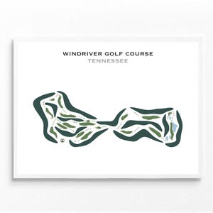de golf de WindRiver, Tennessee | Carte du parcours de golf, carte du golf, cadeau golfeur pour lui, mise en page de la carte de score, cadeau petit ami golfeur, impression d'art sans cadre