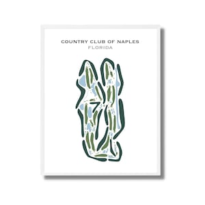 Country Club van Napels, Florida | Golfbaankaart, decor, golfer cadeau voor hem, scorecardlay-out, cadeau golfer vriendje, kunstdruk INGELIJST