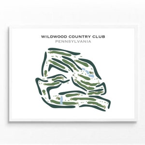 Wildwood Country Club, Pennsylvania, Golf Platz Karte, Golf, Golf Liebhaber Geschenk, Weihnachtsgeschenk, Golf Geschenke für Frauen, Geschenke für Ihn, UNGERAHMT