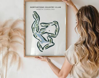 NorthStone Country Club, Carolina del Norte / Mapa del campo de golf, Mapa de golf, Regalo para golfista, Diseño de tarjeta de puntuación, Regalo para novio golfista, Decoración con láminas artísticas