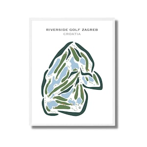 Riverside Golf Zagreb, Croacia / Mapa del campo de golf, mapa de golf, regalo de golfista para él, diseño de tarjeta de puntuación, regalo de novio golfista, impresión artística SIN MARCO