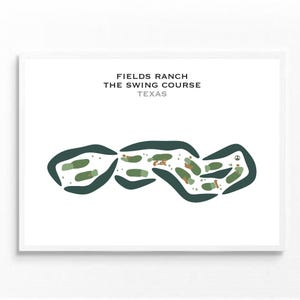 Fields Ranch - Parcours de swing, Texas | Carte du parcours de golf, carte du golf, cadeau golfeur pour lui, mise en page de la carte de score, cadeau golfeur BF, impression d'art sans cadre