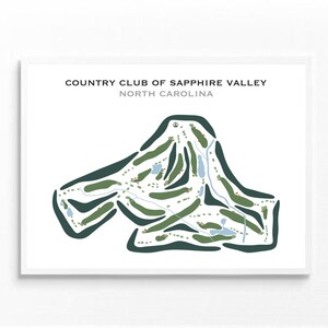 Country Club van Sapphire Valley, NC | Golfbaankaart, decor, golfer cadeau voor hem, scorekaartlay-out, cadeau golfer vriendje, kunstprint INGELIJST