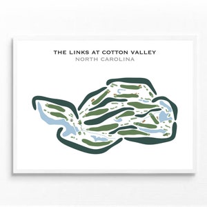 De links bij Cotton Valley, NC | Golfbaankaart, golfkaart, golfer cadeau voor hem, scorecardlay-out, cadeau golfer vriendje, kunstprint INGELIJSTE