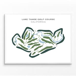 Campo de golf Lake Tahoe, CA / Mapa del campo de golf, Mapa de golf, Regalo de golfista para él, Diseño de tarjeta de puntuación, Regalo para novio golfista, Impresión artística SIN MARCO