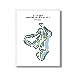 Campo de golf Samoset Resort, ME / Mapa del campo de golf, mapa de golf, regalo de golfista para él, diseño de tarjeta de puntuación, regalo de novio golfista, impresión artística SIN MARCO