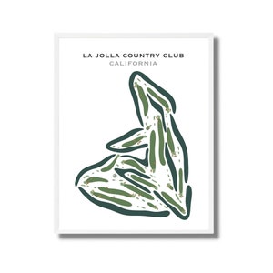 Country Club de La Jolla, Californie | Carte du parcours de golf, carte du golf, cadeau golfeur pour lui, mise en page de la carte de score, cadeau petit ami golfeur, impression d'art sans cadre