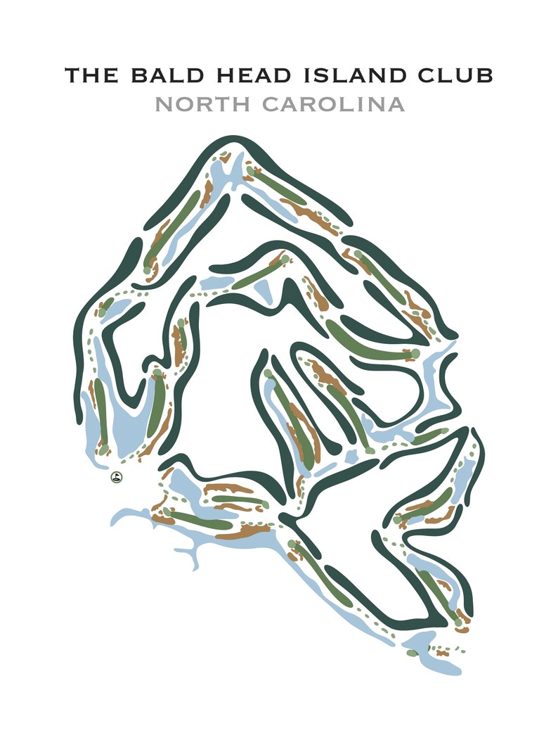 The bald head island club nc golf course map home decor etsy