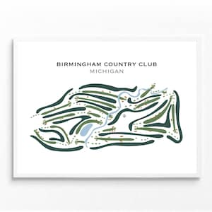 Birmingham Country Club, MI Golf Course Map Wall Art, Golf Gifts for Him, Golf Club Décor, Golf Poster Print, Birthday Gift For Men Women