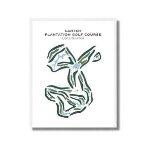 Pole golfowe Carter Plantation, LA | Mapa pola golfowego, Dekoracja, Prezent dla golfisty dla niego, Układ karty wyników, Prezent dla chłopaka golfisty, Wydruk artystyczny BEZ RAMY