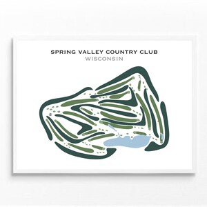 Spring Valley Country Club, Wisconsin | Golfbaankaart, golfkaart, golfer cadeau voor hem, scorecardlay-out, cadeau golfer vriendje, kunstprint INGELIJSTE