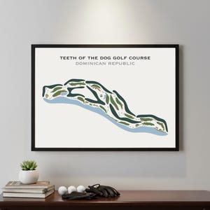 Teeth of the Dog Golf Course Memorial Wall Art , Dominican Republic Golf Course Map Prints, Husband Birthday Gift, Golf Coach Player Towels